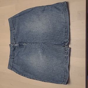 VTG Heart Moon Star Pinstriped Denim Front Slit Skirt